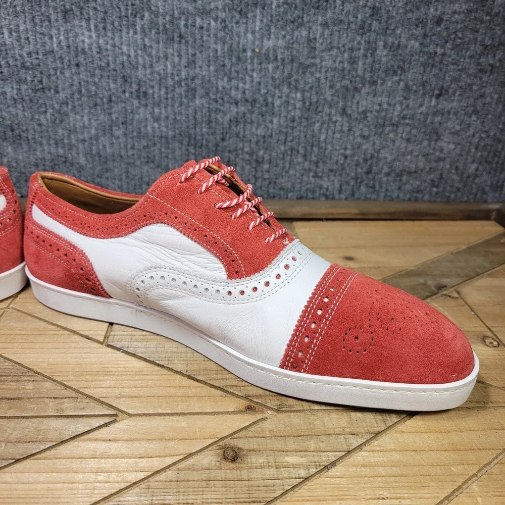 Allen Edmonds CUSTOM Strand Sneaker Mens 9 D Two Tone Red White Suede‎ Brogue
